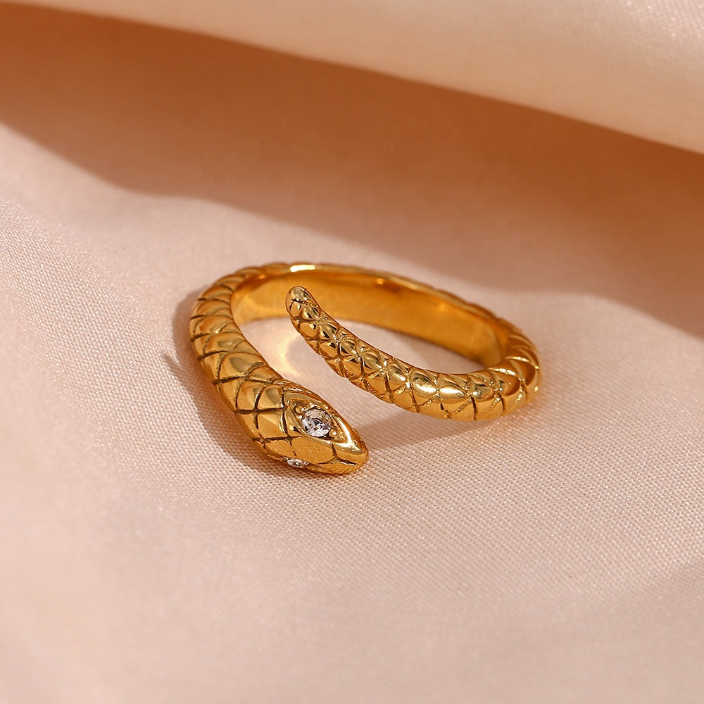18K Gold-Plated Adjustable Snake Ring by Furniffy™
