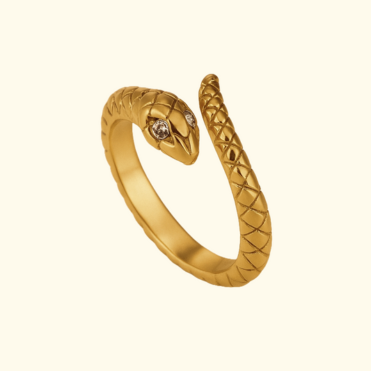 18K Gold-Plated Adjustable Snake Ring by Furniffy™