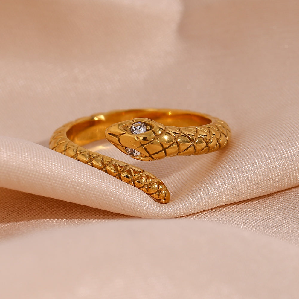 18K Gold-Plated Adjustable Snake Ring by Furniffy™
