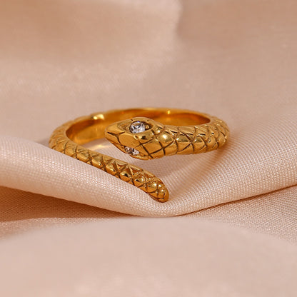 18K Gold-Plated Adjustable Snake Ring by Furniffy™