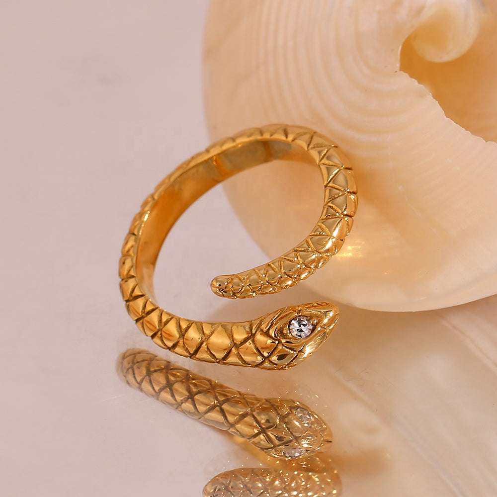 18K Gold-Plated Adjustable Snake Ring by Furniffy™