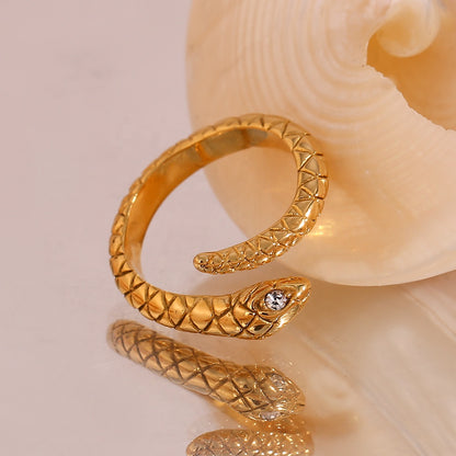 18K Gold-Plated Adjustable Snake Ring by Furniffy™